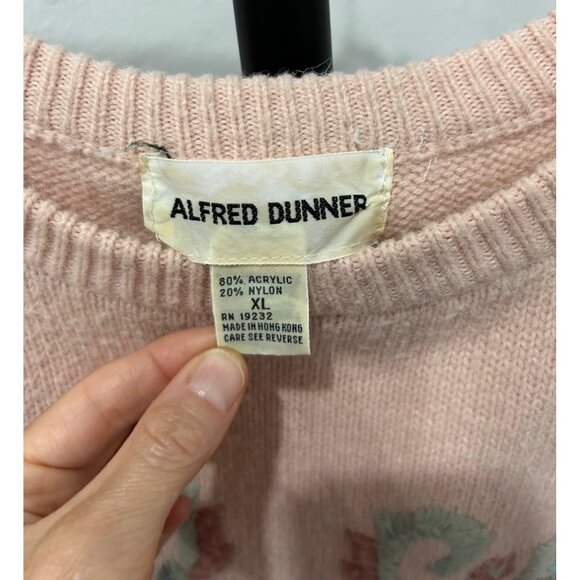Vintage Alfred Dunner Floral Embroidered Grandma Grannycore Sweater XL Pink - Picture 5 of 8